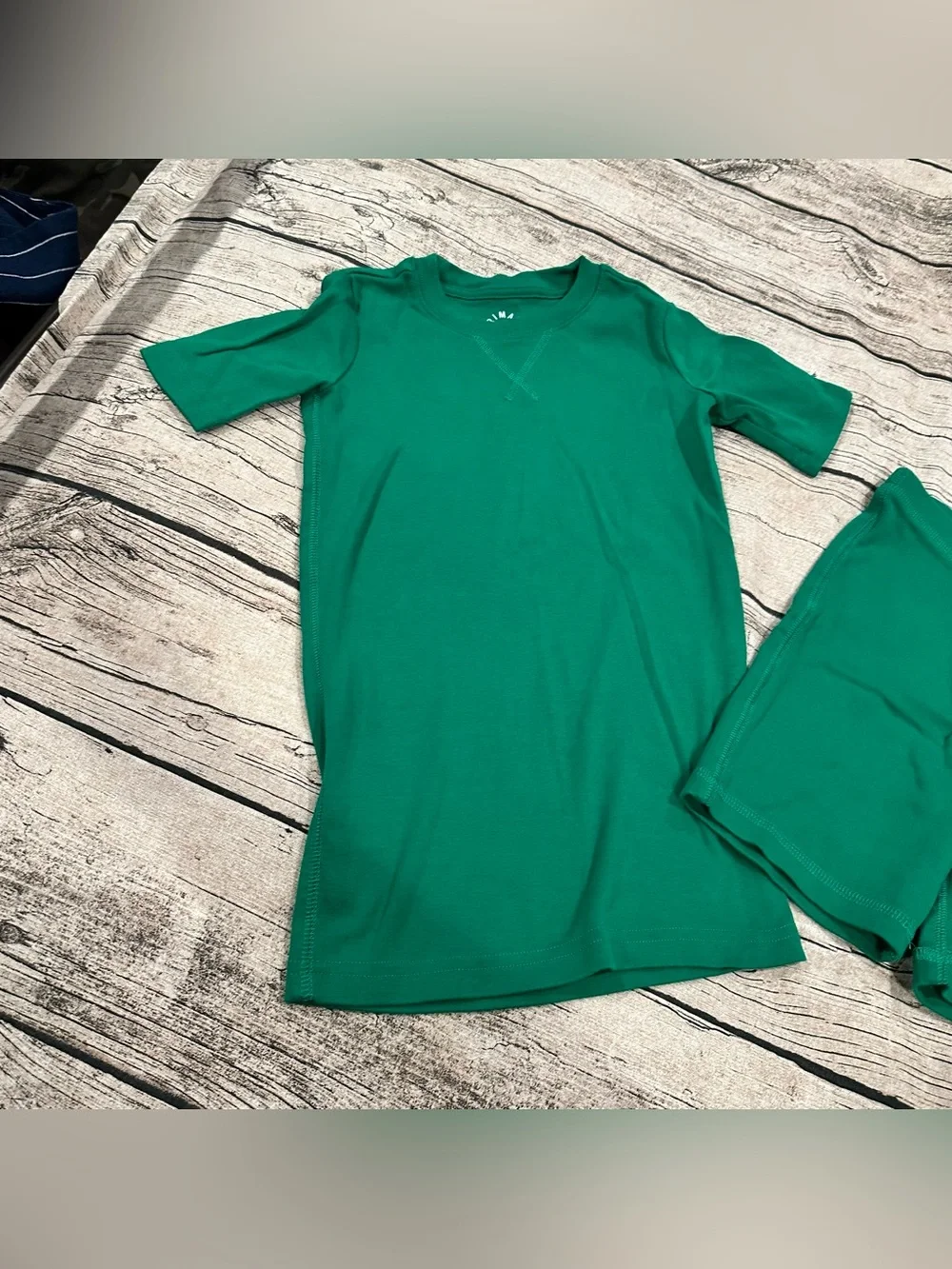 Primary Organic Cotton Solid Green Short Sleeve & Shorts Pajama Set Unisex 8-9